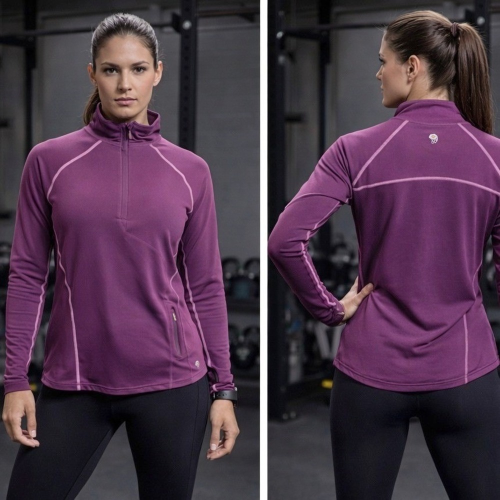 Mountain Hardwear 1/4 Zip Pullover Women Medium Purple ThumbholesHiking Gorpcore